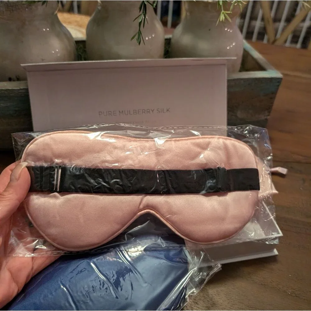 Pure Mulberry Silk Eye Mask Gift Set of 2 Pink Blue